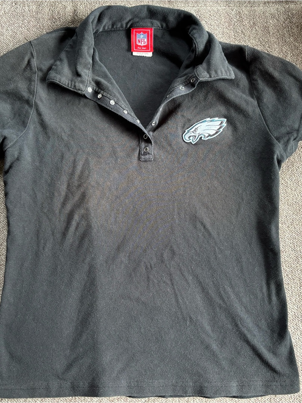 NFL Black Short Sleeve Polo with Philadelphia Eagles Patch